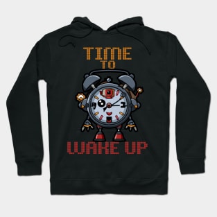 Time To Wake Up, Funny Surreal Steampunk Alarm Clock Robot Hoodie